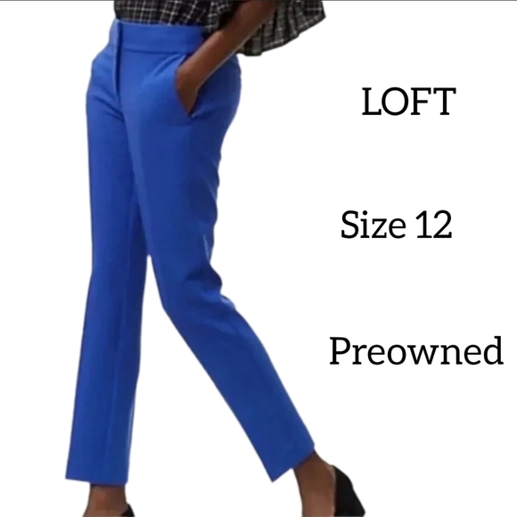 LOFT WOMENS  MARISA PANTS SIZE 12 BLUE COLOR PREOWNED CONDITION - Picture 1 of 17